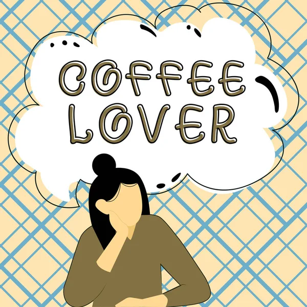 Text caption presenting Coffee Lover, Conceptual photo a person who loves or has a fondness of drinking coffee