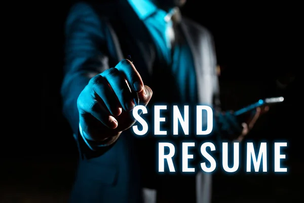 Text Sign Showing Send Resume Business Overview Brief Account Persons — Foto Stock
