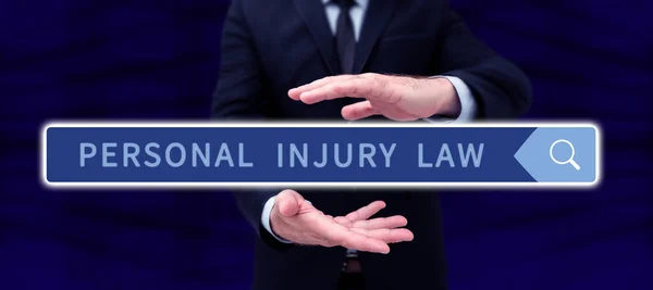 Text caption presenting Personal Injury Law, Conceptual photo being hurt or injured inside work environment
