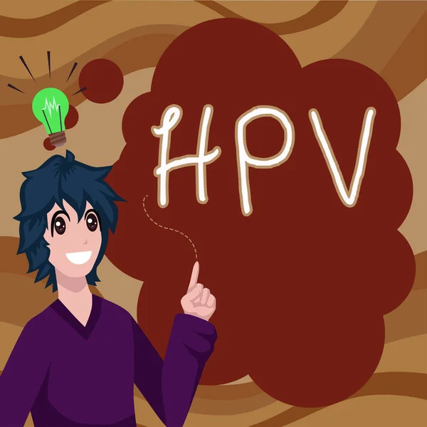 显示Hpv的标志 显示一组影响皮肤和湿膜的病毒 — 图库照片