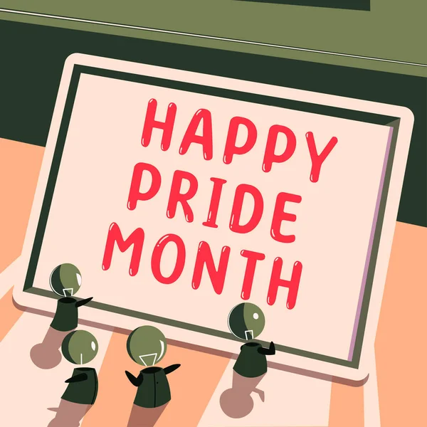 Handskrift Tecken Happy Pride Month Word Skrivet Period Njutning Tillfredsställelse — Stockfoto