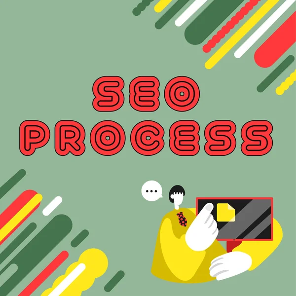 Sign Displaying Seo Process Internet Concept Steps Increasing Quality Quantity — Stock Photo, Image