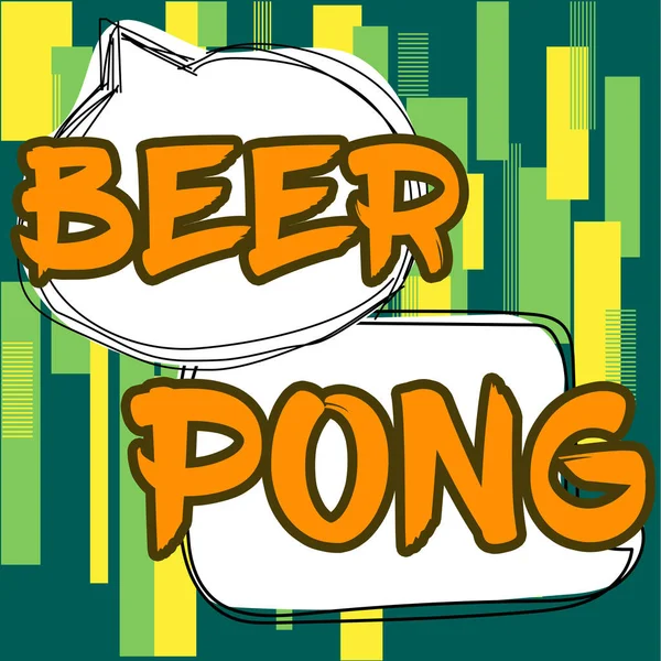 Text showing inspiration Beer Pong, Concept meaning a game with a set of beer-containing cups and bouncing or tossing a Ping-Pong ball