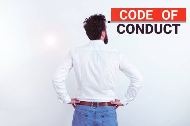 İlham veren davranış kurallarını gösteren metin, kavramsal fotoğraf ahlakı kuralları etik değerler saygıdır.