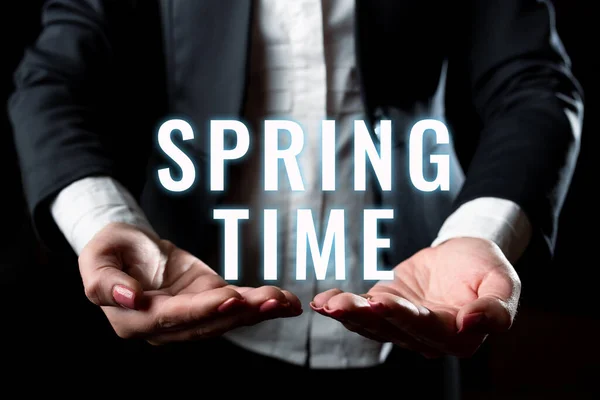 Text Caption Presenting Spring Time Business Overview Temperate Season Year — Stock Photo, Image