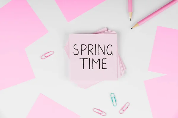 Conceptual Caption Spring Time Business Idea Temperate Season Year Identified — Stock Photo, Image