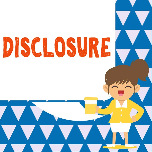 Konceptuell Visning Disclosure Word Skrivet Handlingen Att Göra Eller Hemlig — Stockfoto