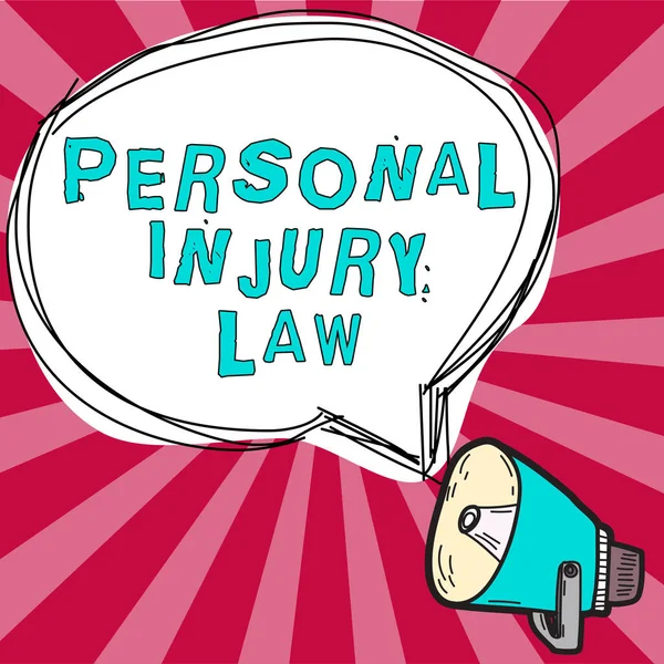 Conceptual display Personal Injury Law, Word for being hurt or injured inside work environment