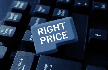 Handwriting text Right Price, Word Written on the amount of money that it is reasonable for the product