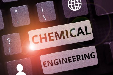 Kimya Mühendisliği 'ni gösteren tabela, Kimya endüstriyel uygulaması ile ilgili şeyleri geliştiren kavramsal fotoğraf
