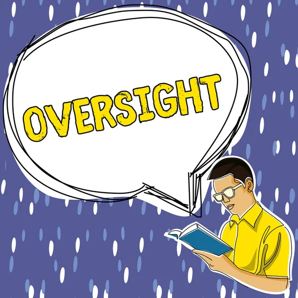 Text Sign Showing Oversight Word Watch Organize Job Make Certain — Foto Stock