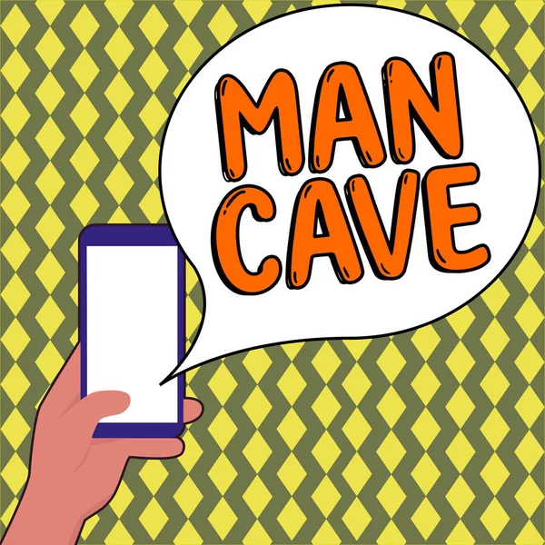 手写体符号 男人洞穴 商业概念为男人保留的房间 空间或住所的面积 — 图库照片