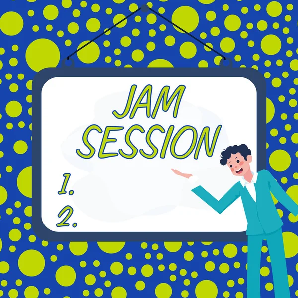 Text Sign Showing Jam Session Word Written Impromptu Performance Group — Stock fotografie