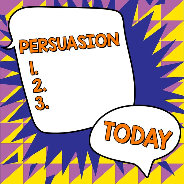 Escribir Mostrando Texto Persuasión Visión General Empresa Acción Hecho Persuadir — Foto de Stock