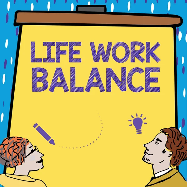 Sign displaying Life Work Balance, Business showcase stability person needs between his job and personal time