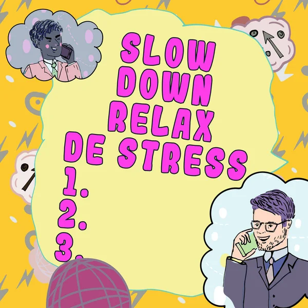 Text Caption Presenting Slow Relax Stress Word Have Break Reduce — Foto de Stock