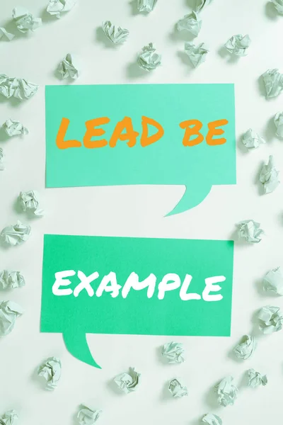 Text caption presenting Lead By Example, Word Written on Be a mentor leader follow the rules give examples Coach