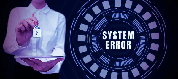 Conceptual caption System Error, Business showcase Technological failure Software collapse crash Information loss