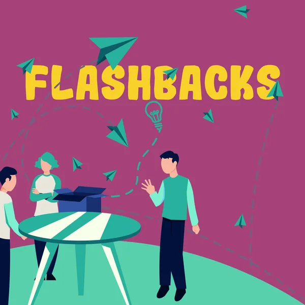 Jelzés Flashbacks Üzleti Ötlet Megszakítása Kronológiai Szekvencia Beavatkozásával Események Korábbi — Stock Fotó