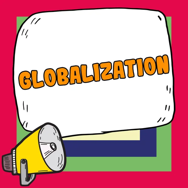 Handwriting Text Globalization Internet Concept Development Increasingly Integrated Global Economy — Stockfoto