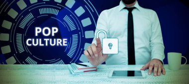 Hand writing sign Pop Culture, Business concept describes the lifestyle and tastes of the majority of mostly younger people