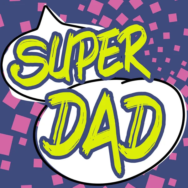 Hand Writing Sign Super Dad Word Children Idol Super Hero — Stok fotoğraf