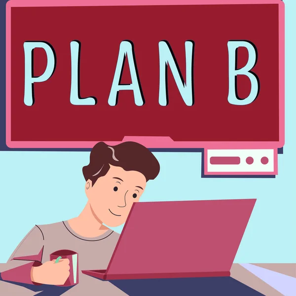Hand Writing Sign Plan Word Ones Backup Plan Strategy Detailed — Fotografia de Stock