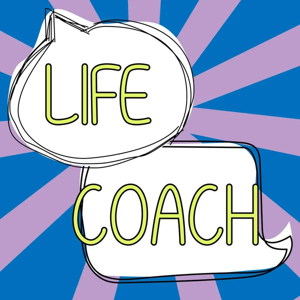Conceptual caption Life Coach, Business approach A person who advices clients how to solve their problems or goals
