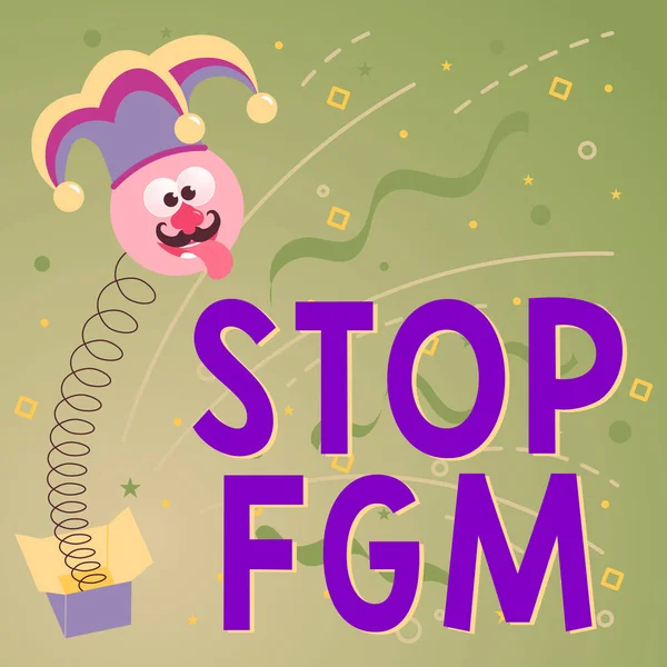 Вдохновение Показывая Знак Stop Fgm Бизнес Витрина Положить Конец Женской — стоковое фото