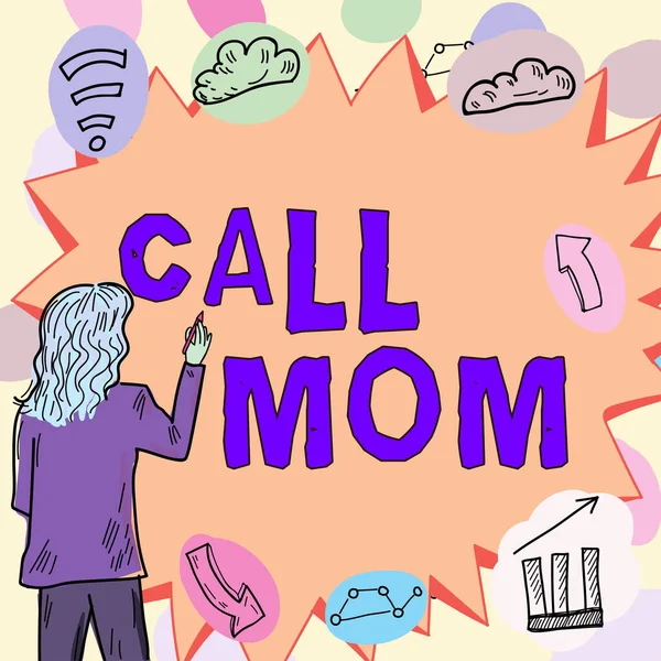 Hand Writing Sign Call Mom Concept Meaning Attempting Communicate Mother — Stock Photo, Image