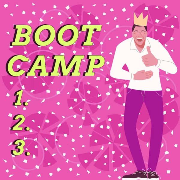 Text Showing Inspiration Boot Camp Business Idea Military Training Camp —  Fotos de Stock