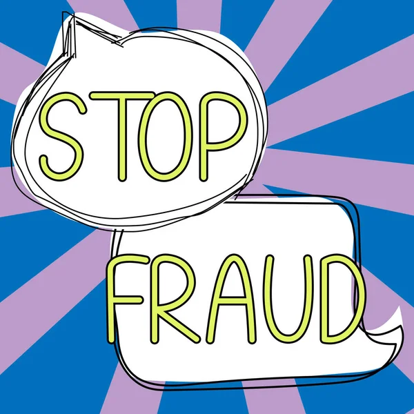 Conceptuele Weergave Stop Fraude Business Showcase Campagne Adviseert Mensen Uit — Stockfoto