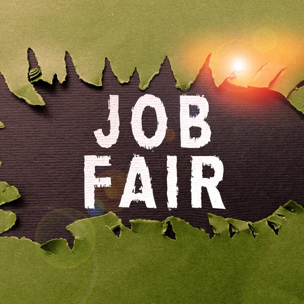 Text sign showing Job Fair, Business showcase An event where a person can apply for a job in multiple companies