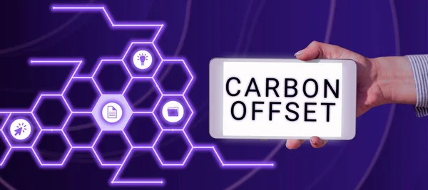 Sign Displaying Carbon Offset Business Overview Reduction Emissions Carbon Dioxide — Foto de Stock