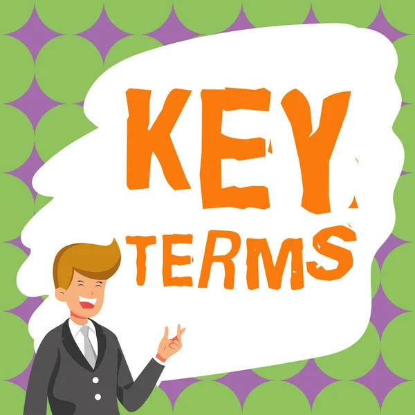 Tekst Bijschrift Presenteren Key Terms Business Concept Woorden Die Een — Stockfoto