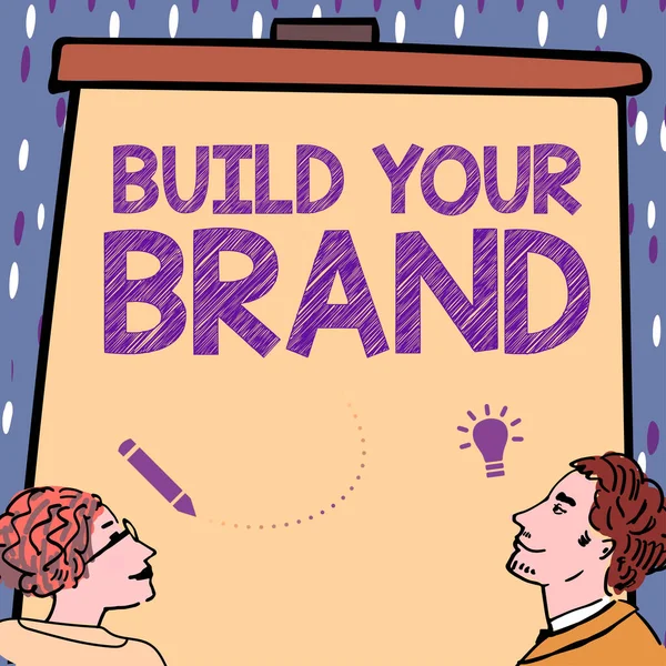 展示灵感的文字打造你的品牌 商业理念打造一个商业身份营销广告 — 图库照片