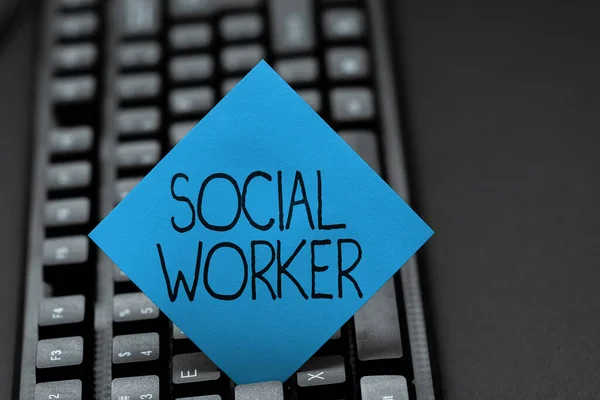 Sign Displaying Social Worker Business Concept Assistance State People Inadequate — Stock Photo, Image