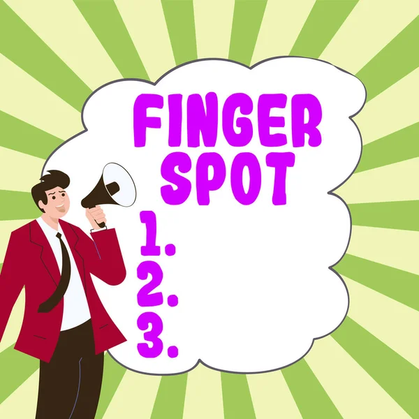 Inspiration Som Visar Tecken Finger Spot Koncept Som Betyder Små — Stockfoto