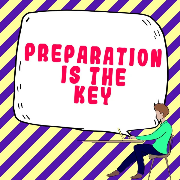 Sign Displaying Preparation Key Word Written Action Making Something Ready — Stock Fotó