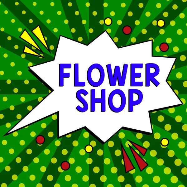 手書きテキストフラワーショップ ギフト用の装飾品で切り花が販売されているインターネットの概念 — ストック写真