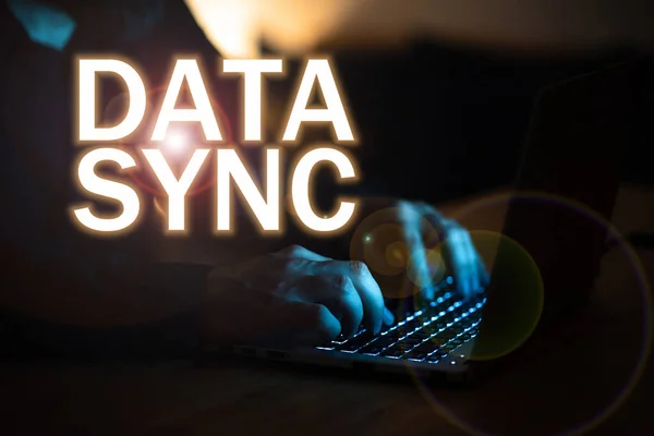 Handschrift Data Sync Business Overzicht Gegevens Die Continu Wordt Gegenereerd — Stockfoto