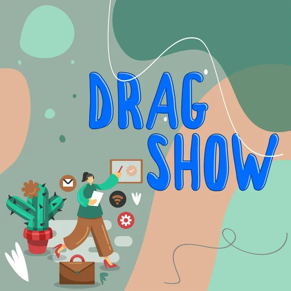 Написание Отображения Текста Drag Show Интернет Концепция Конкурсного Мероприятия Две — стоковое фото