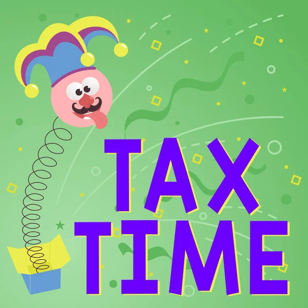 Text Sign Showing Tax Time Word Written Compulsory Contribution State — Stock Photo, Image