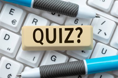 Text caption presenting Quiz, Concept meaning Short Tests Evaluation Examination to quantify your knowledge