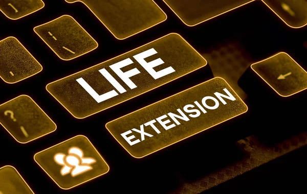 Text Sign Showing Life Extension Word Able Continue Working Longer — Stock Photo, Image
