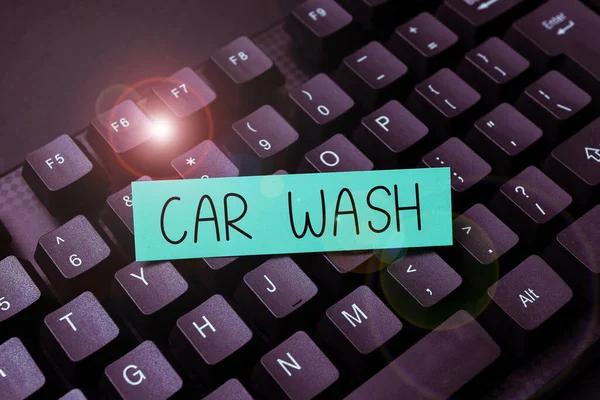 Writing displaying text Car Wash, Business concept a building containing equipment for washing cars or other vehicles