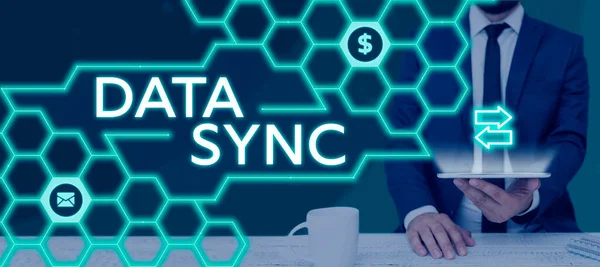 Tekst Met Inspiratie Data Sync Word Geschreven Data Die Continu — Stockfoto