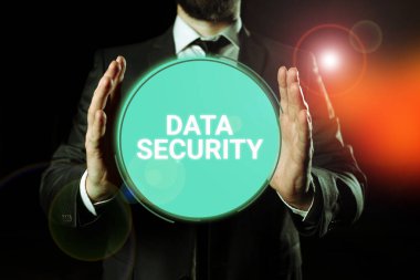 Veri Güvenliğini, Gizlilik Sözcüğünü, Disk Şifreleme Yedeklerini ve Parola Kalkanlarını gösteren bir imza