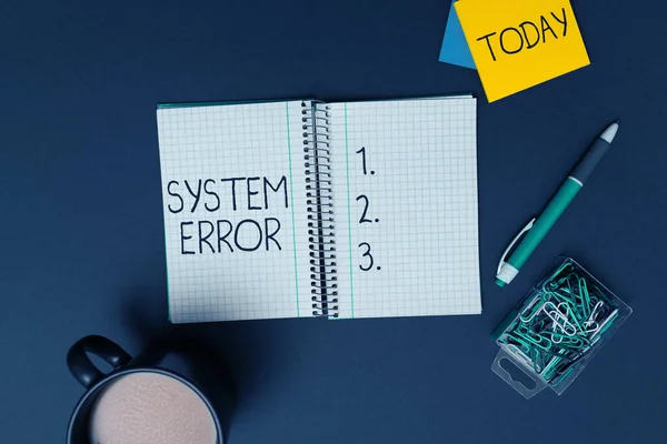 Hand writing sign System Error, Internet Concept Technological failure Software collapse crash Information loss