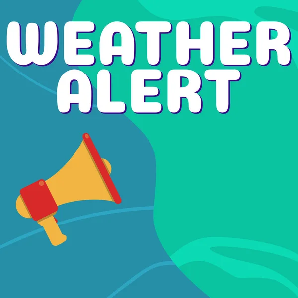 Sign Displaying Weather Alert Word Urgent Warning State Atmosphere Place — Stock Fotó